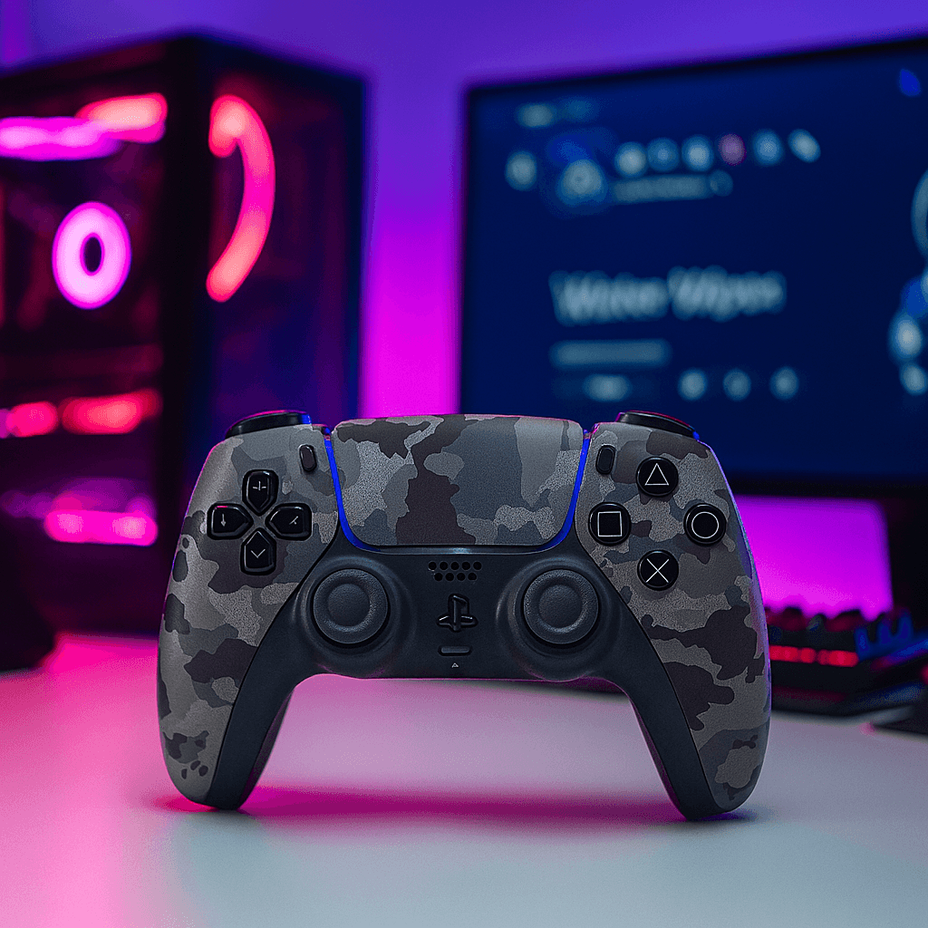 سوني وحدة تحكم لاسلكية دوال سينس بتصميم تمويه رمادي متوافقة مع بلايستيشن 5