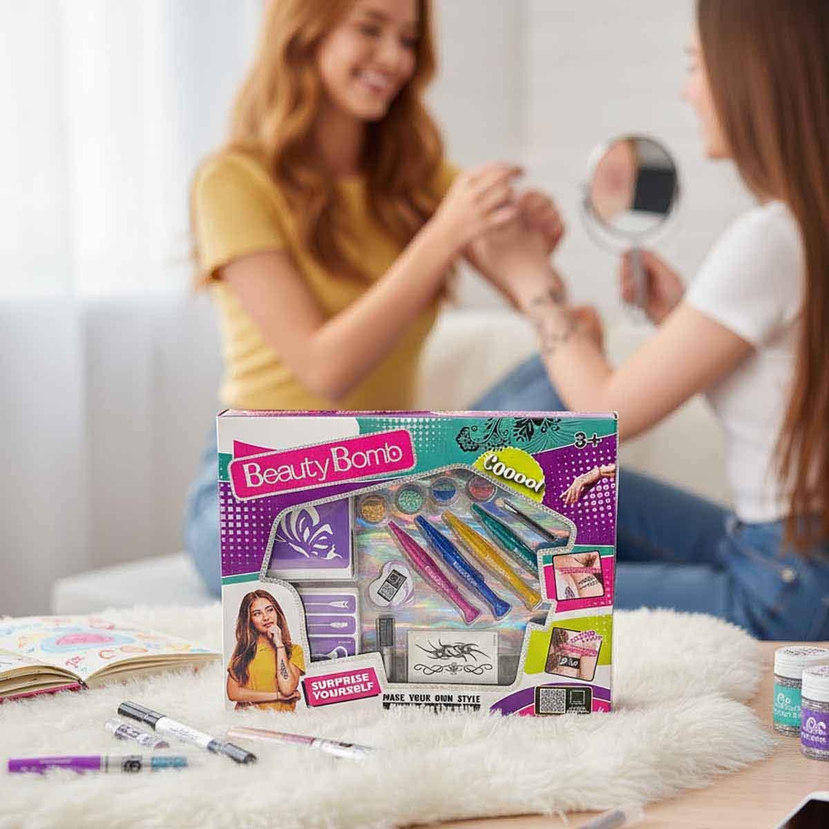 بيوتي بومب مجموعة تصميم تاتو تجميلية للبنات، من عمر ‎3-4‎ سنوات