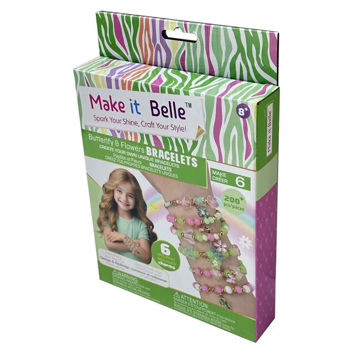 ميك إت بيل مجموعة أساور الفراشات والزهور للتصميم الذاتي، للبنات، من عمر 8 إلى 10 سنوات