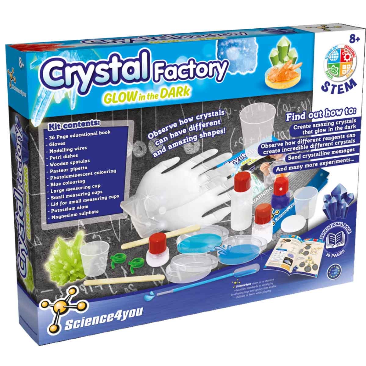 ساينس فور يو مجموعة مصنع الكريستال المتوهج في الظلام للجنسين، عمر 8-10 سنوات