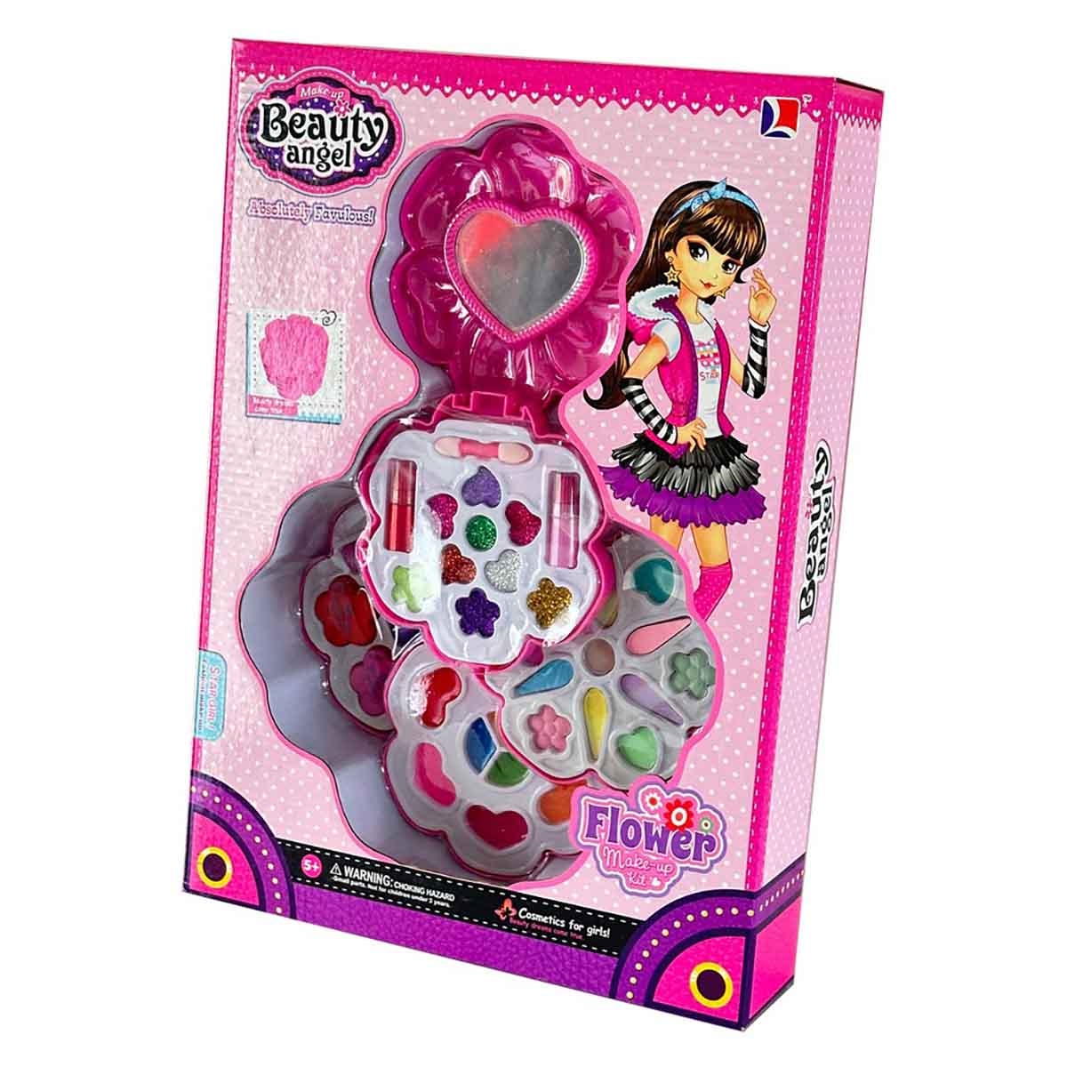 بيوتي أنجل طقم مكياج على شكل زهرة، للبنات، من عمر 5 إلى 7 سنوات