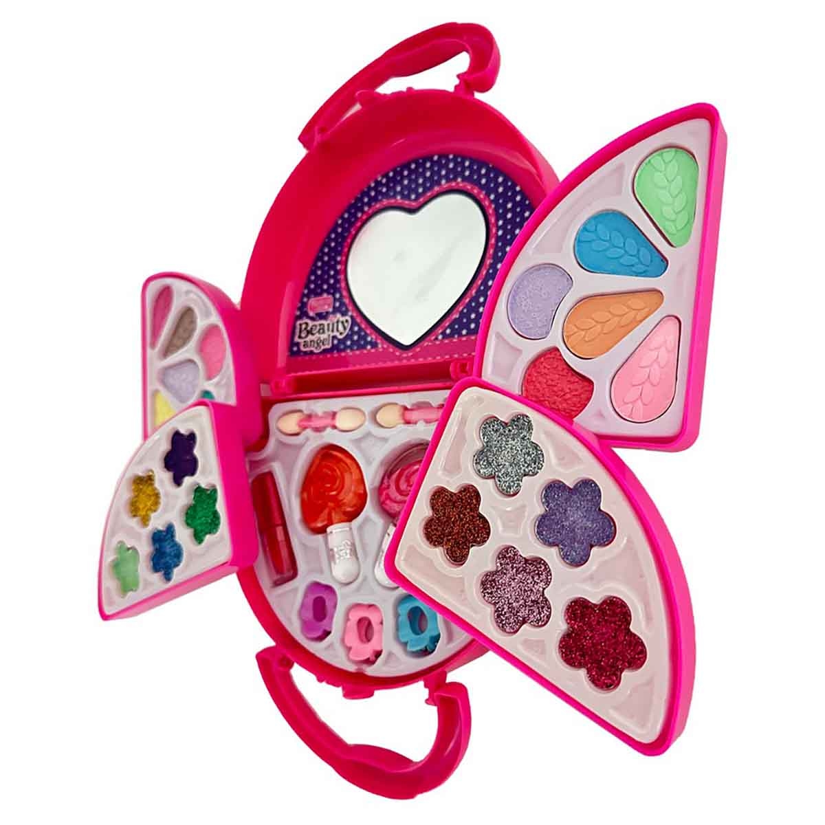 بيوتي أنجل طقم مكياج مع حقيبة يد، للبنات، من عمر 5 إلى 7 سنوات
