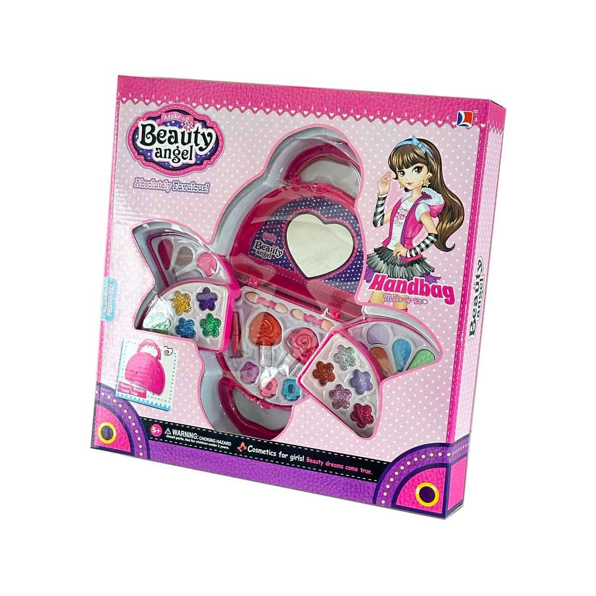 بيوتي أنجل طقم مكياج مع حقيبة يد، للبنات، من عمر 5 إلى 7 سنوات