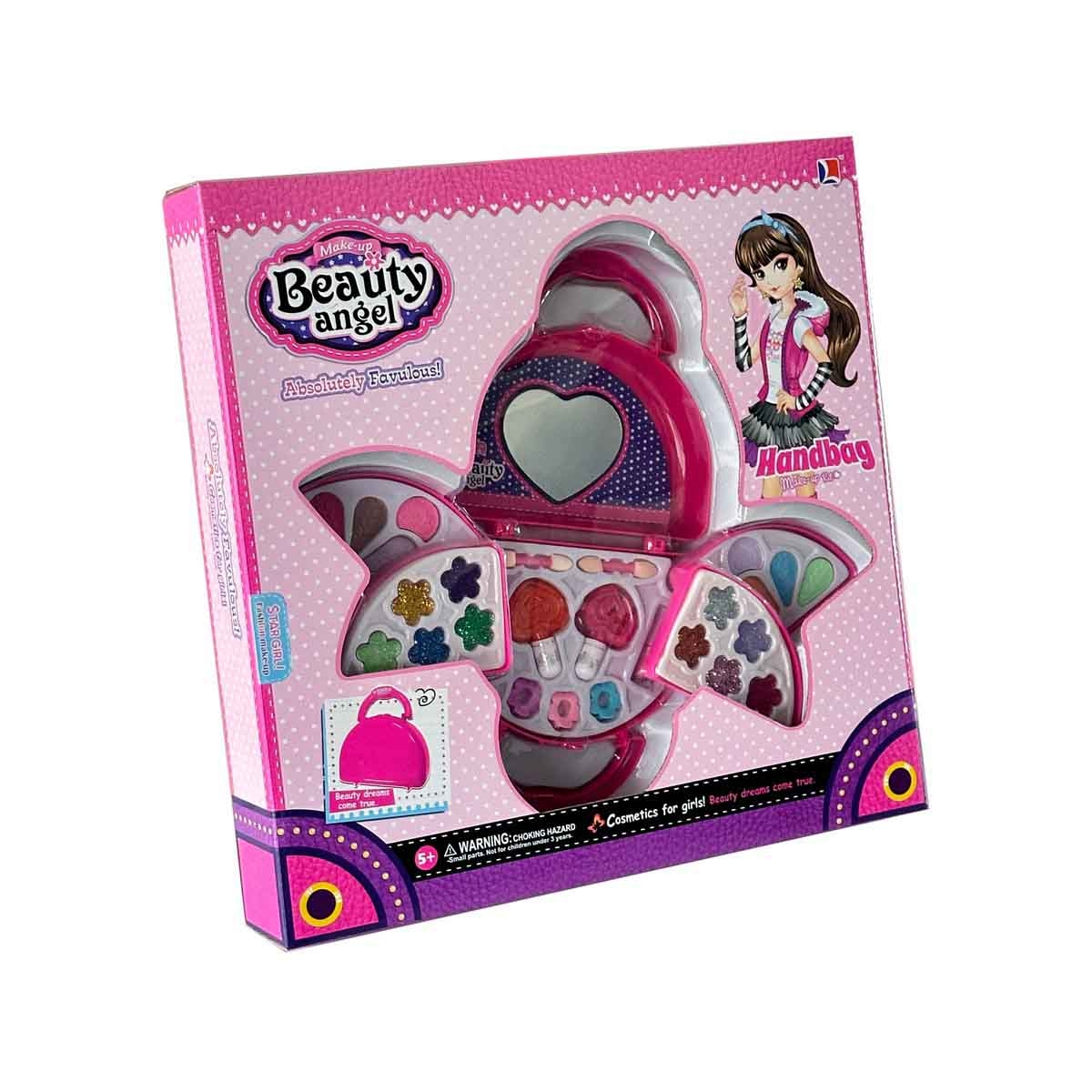 بيوتي أنجل طقم مكياج مع حقيبة يد، للبنات، من عمر 5 إلى 7 سنوات