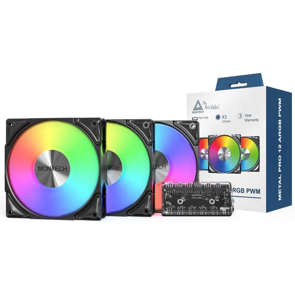 مونتك ميتال برو 12 أسود مروحة تبريد 3 في 1