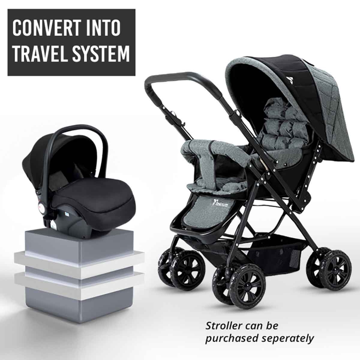 تيكنوم مقعد سيارة للسفر باللون الأسود مناسب من عمر 0 إلى 2 سنة