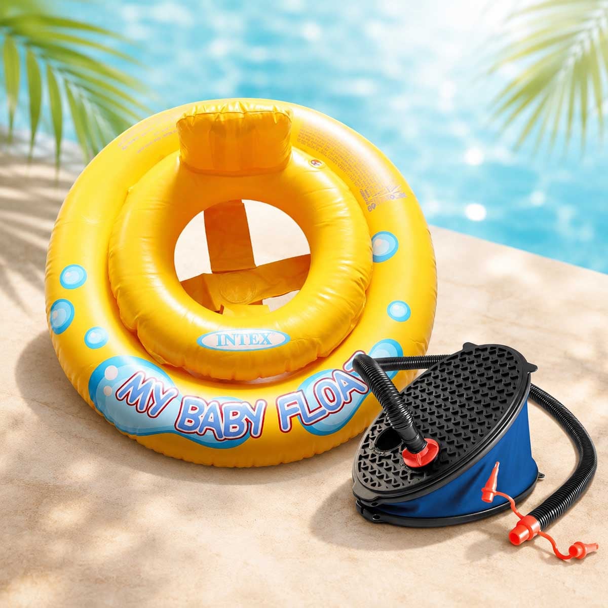 Intex Round Baby Float with Bellow Foot Pump Bundle Unisex