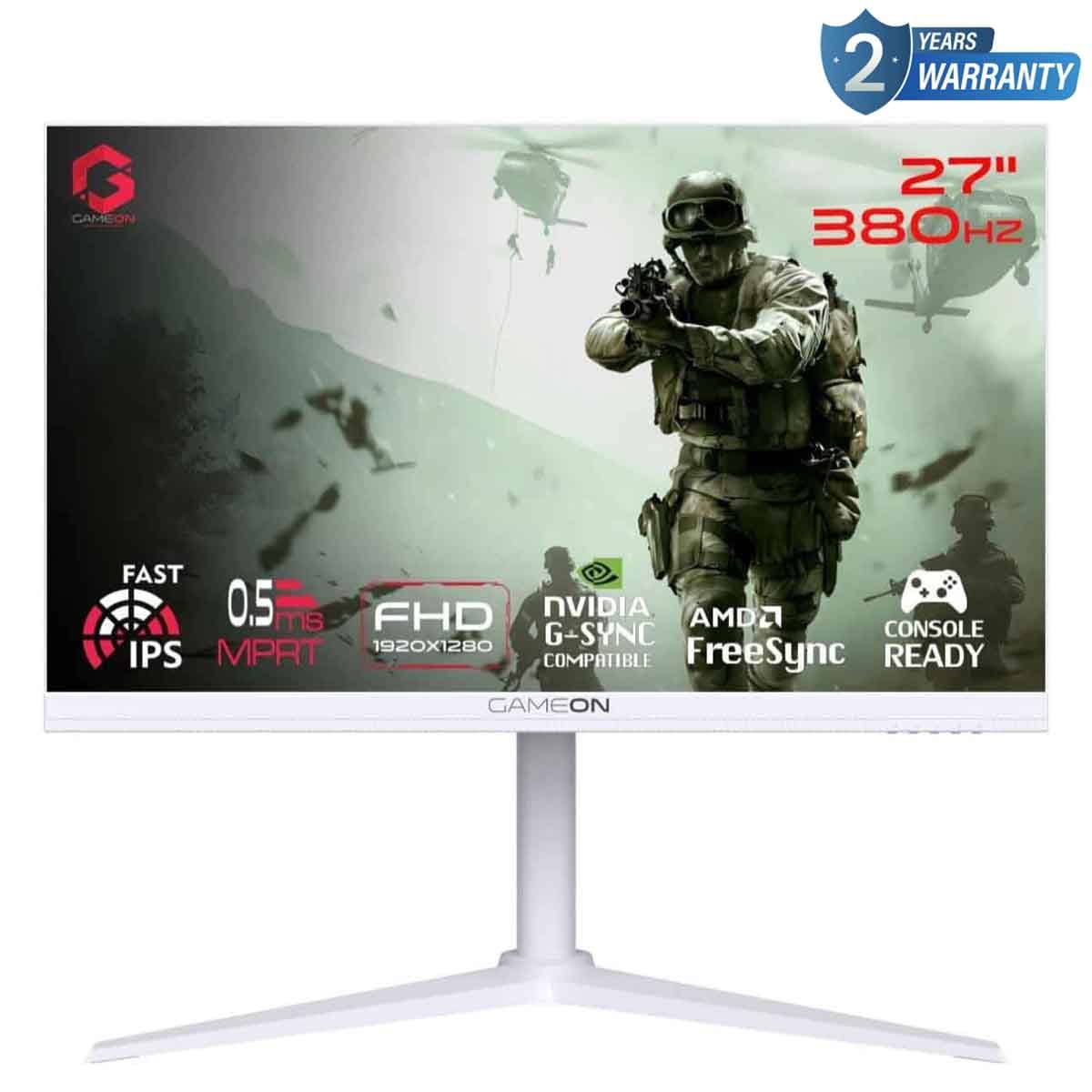 جيم أون شاشة ألعاب FHD بحجم 27" 380Hz Fast IPS سلسلة Arctic Pro بيضاء موديل GOAP27FHD380IPS