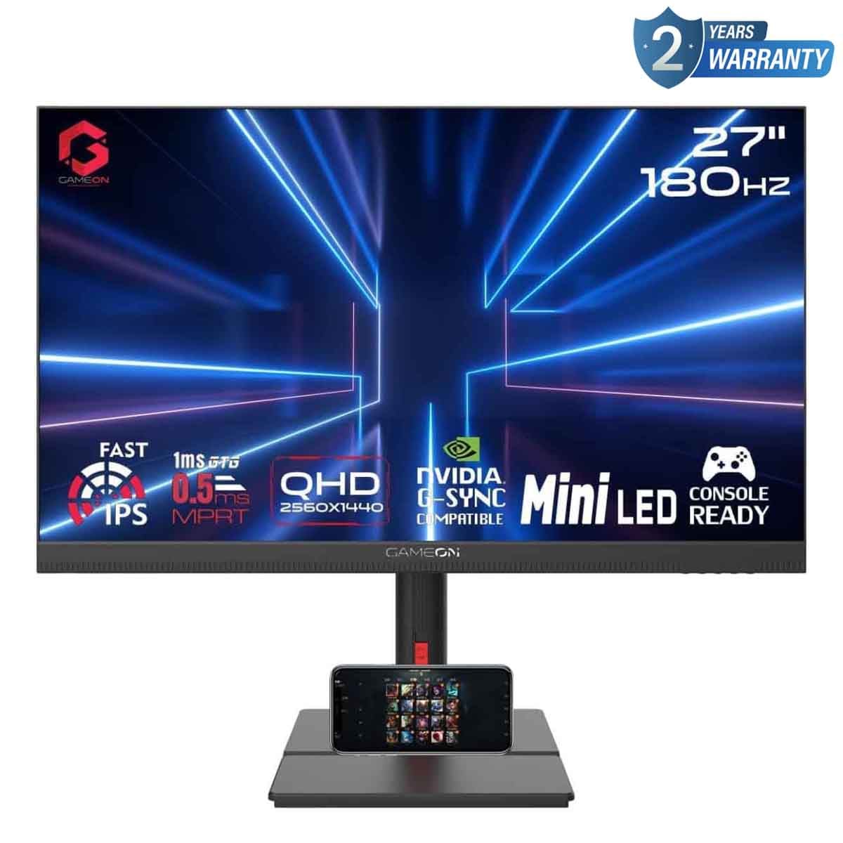 جيم أون شاشة ألعاب QHD بحجم 27" Mini LED 180Hz سلسلة Midnight Signature سوداء موديل GOML27QHD180IPS