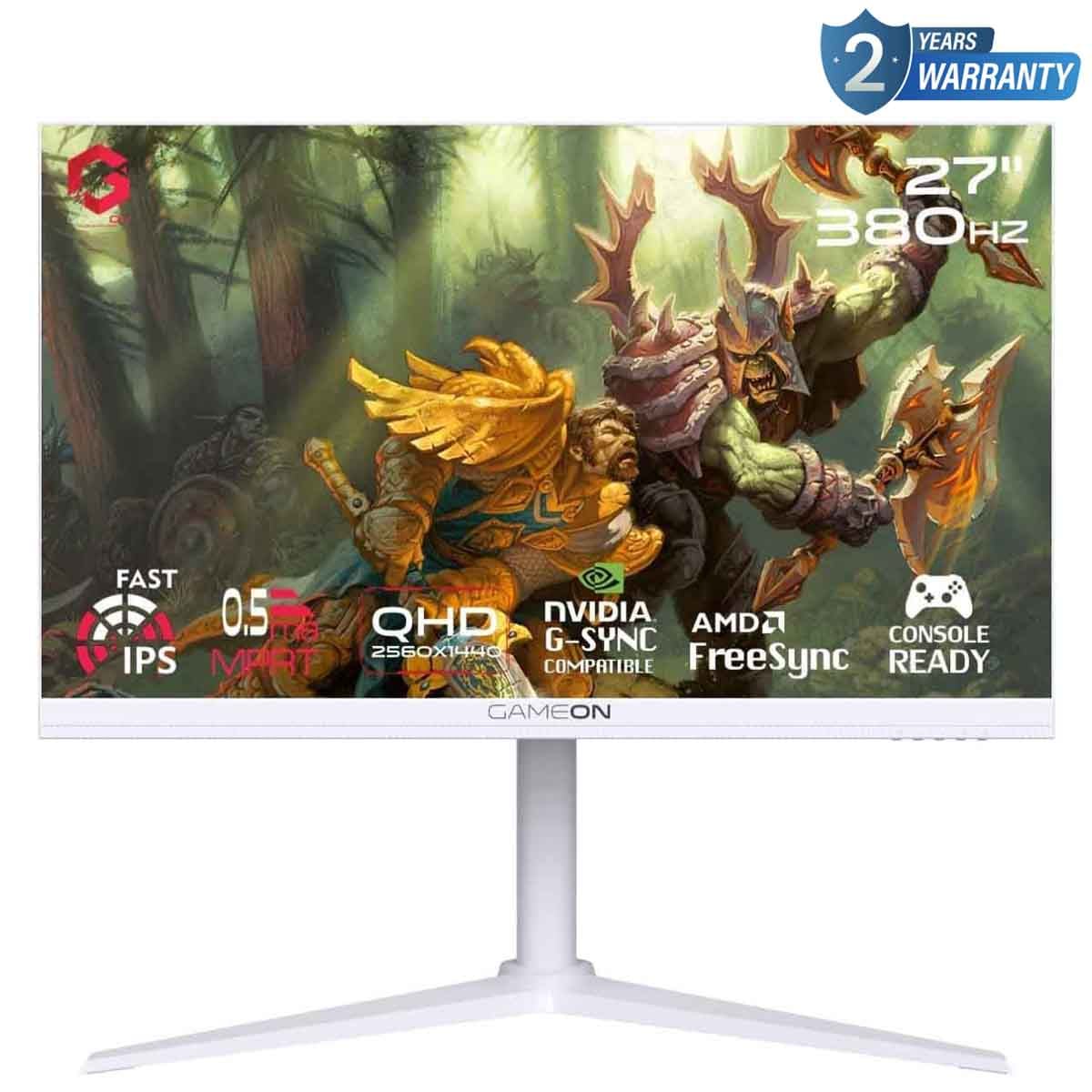 جيم أون شاشة ألعاب QHD بحجم 27" 380Hz Fast IPS سلسلة Arctic Pro بيضاء موديل GOAP27QHD380IPS
