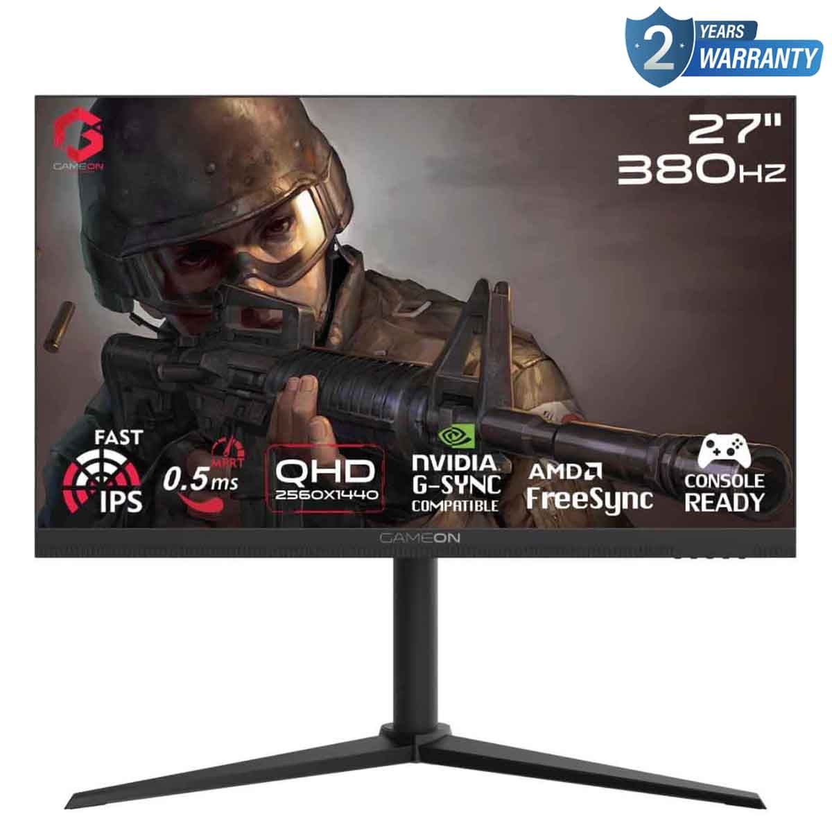 جيم أون شاشة ألعاب QHD بحجم 27" 380Hz Fast IPS سلسلة Midnight Pro سوداء موديل GOMP27QHD380IPS