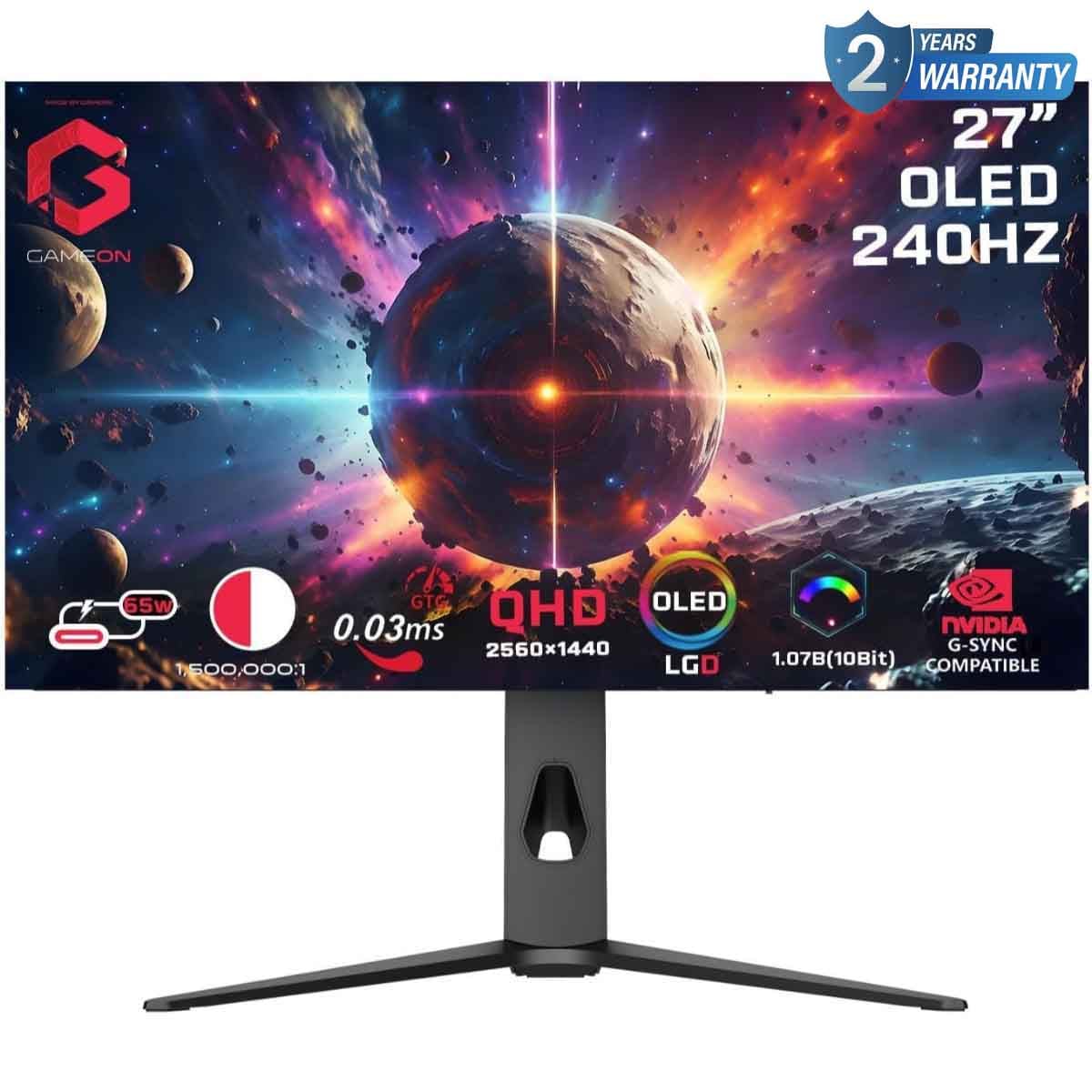 جيم أون شاشة ألعاب OLED QHD بحجم 27" 240Hz IPS سلسلة Signature X سوداء موديل GO27OLED2K