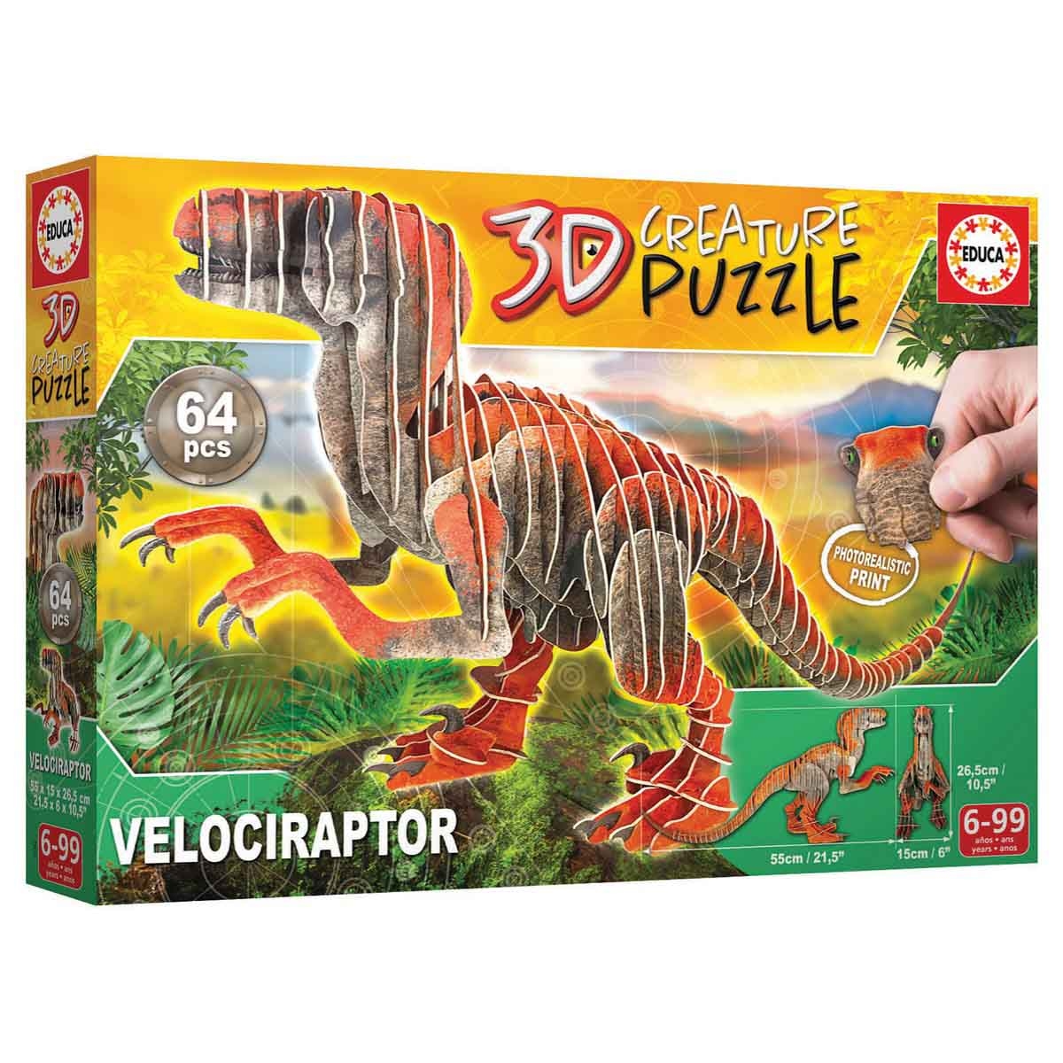 إديوكا أحجية مجسمة ثلاثية الأبعاد لفيلوسيرابتور للجنسين، عمر 5-7 سنوات