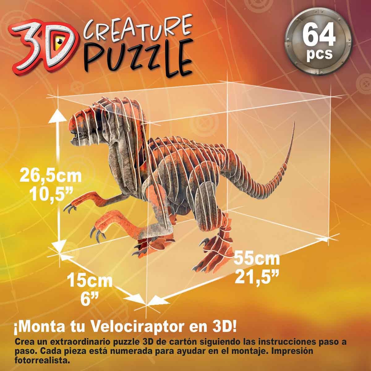 إديوكا أحجية مجسمة ثلاثية الأبعاد لفيلوسيرابتور للجنسين، عمر 5-7 سنوات