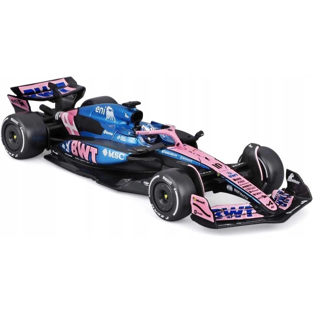 بوراغو سيارة ألبين A525 موديل معدن مصبوب بمقياس 1:43 مع خوذة للأولاد، 13+ سنوات