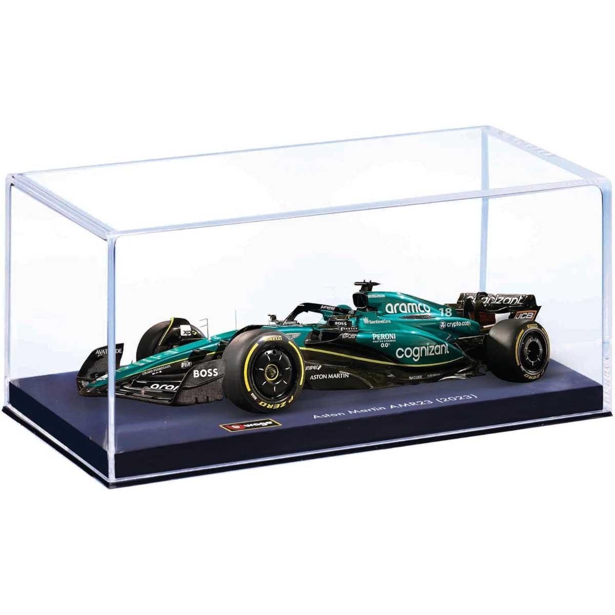 بوراغو سيارة أستون مارتن AMR23 موديل معدن مصبوب بمقياس 1:43 مع خوذة للأولاد، 13+ سنوات