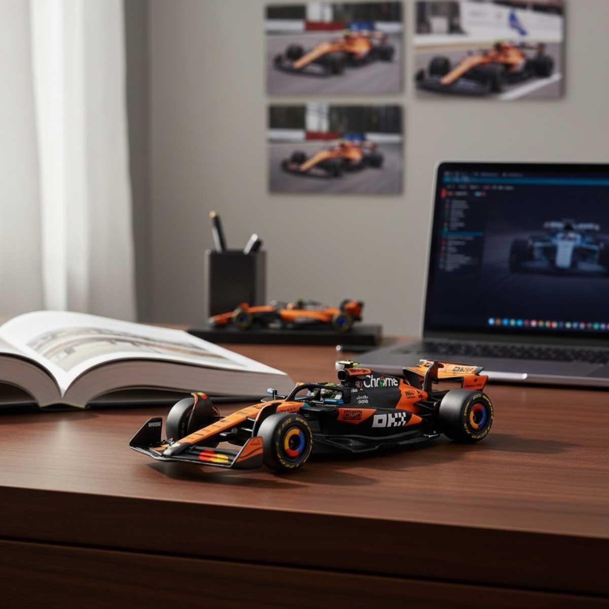 بوراغو سيارة مكلارين MCL39 موديل معدن مصبوب بمقياس 1:43 مع خوذة للأولاد، 13+ سنوات