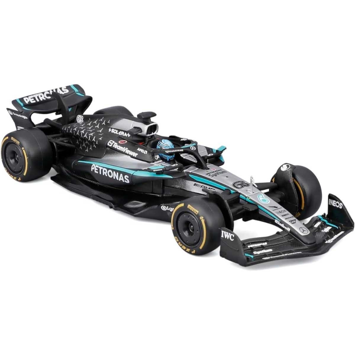 بوراغو سيارة مرسيدس-AMG بتروناس F1 W16 Team موديل معدن مصبوب بمقياس 1:43 مع خوذة للأولاد، 13+ سنوات