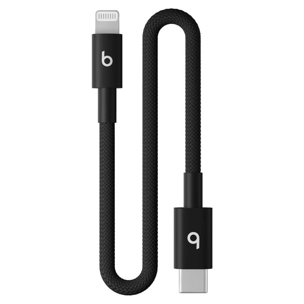 بيتس كأبل قصير منسوج USB-C إلى Lightning بطول 20 سم - أسود بولت