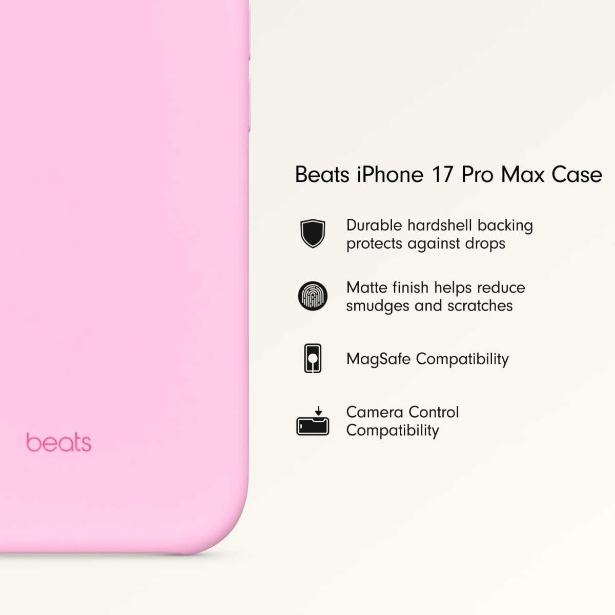 بيتس غطاء مع MagSafe وتحكم بالكاميرا لآيفون 17 برو ماكس - وردي بيبل