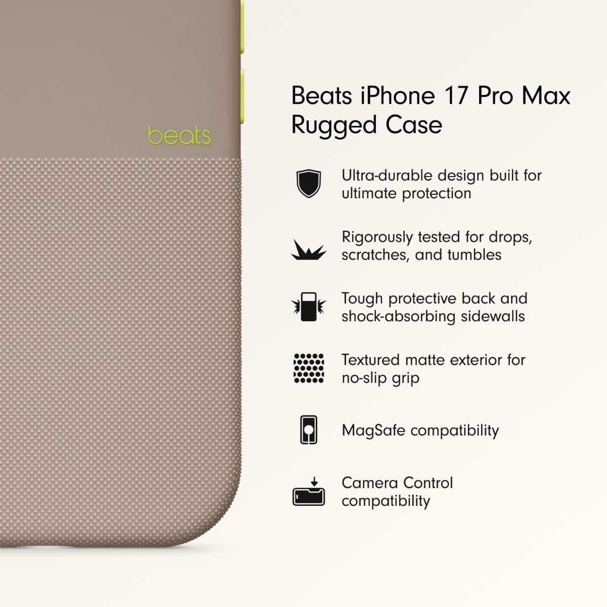 بيتس غطاء حماية قوي مع MagSafe وتحكم بالكاميرا لآيفون 17 برو ماكس - رمادي ألباين