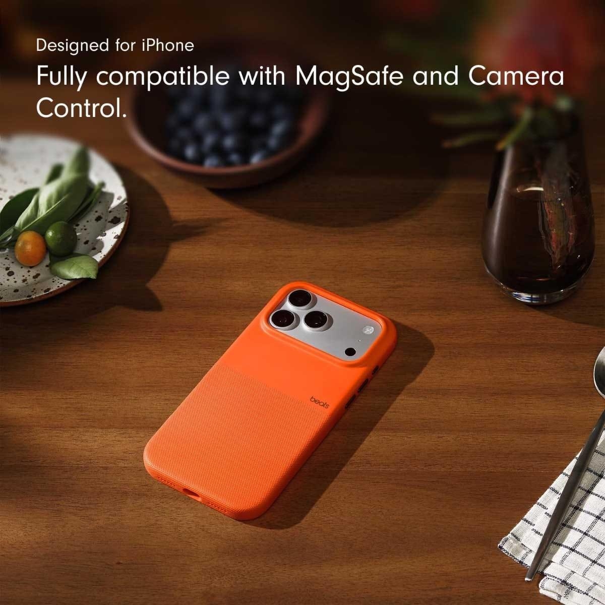 بيتس غطاء حماية قوي مع MagSafe وتحكم بالكاميرا لآيفون 17 برو ماكس - برتقالي سييرا