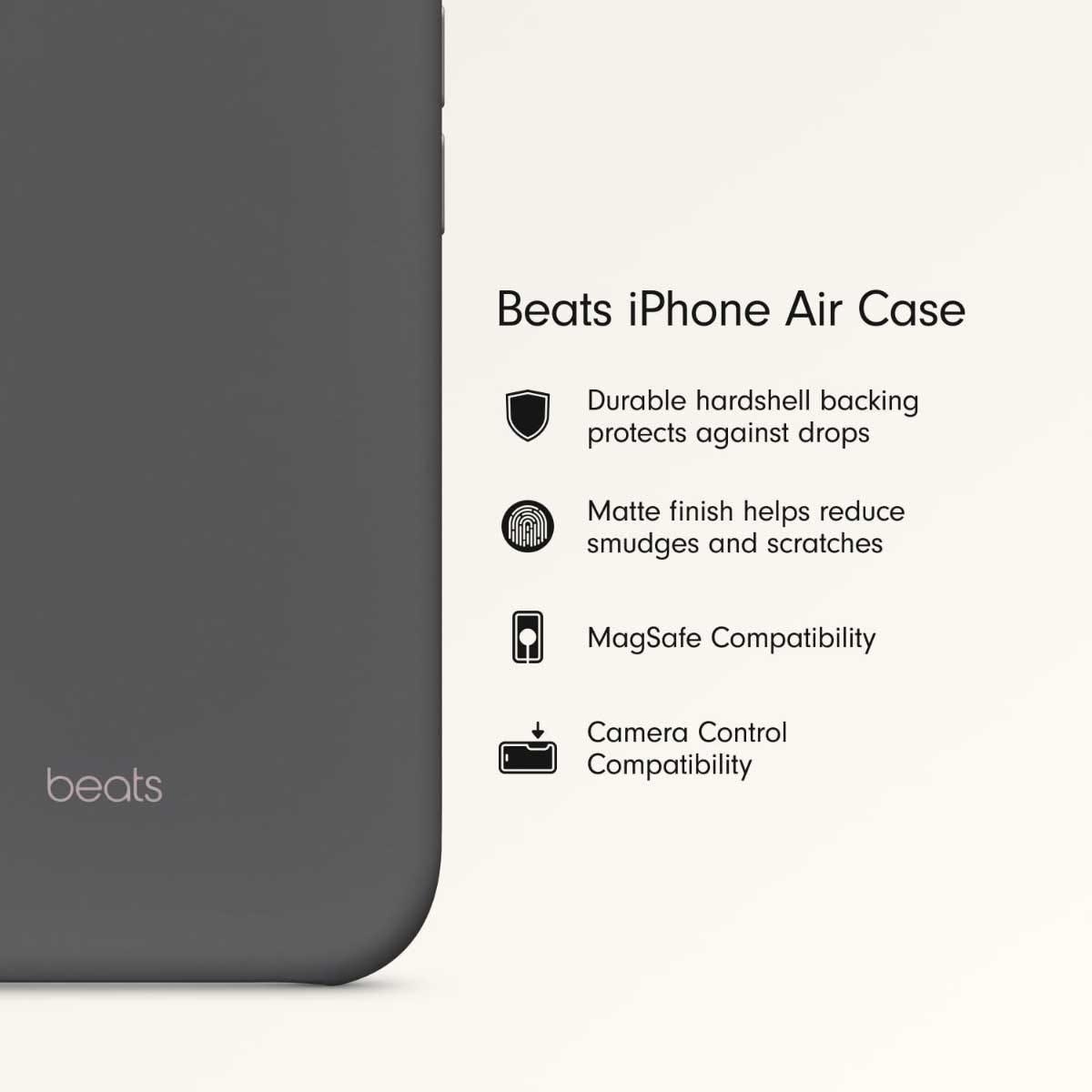 بيتس غطاء مع MagSafe وتحكم بالكاميرا لآيفون Air - رمادي غرانيت