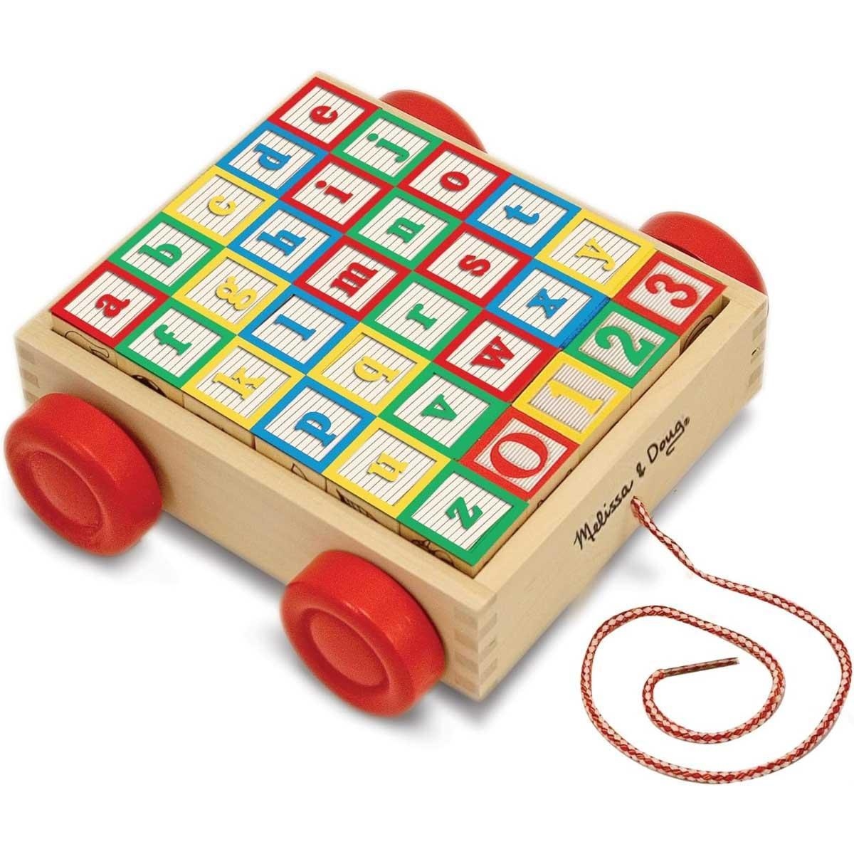 Melissa & Doug Classic ABC Wooden Block Cart Educational Toy Unisex, 3-4 Years