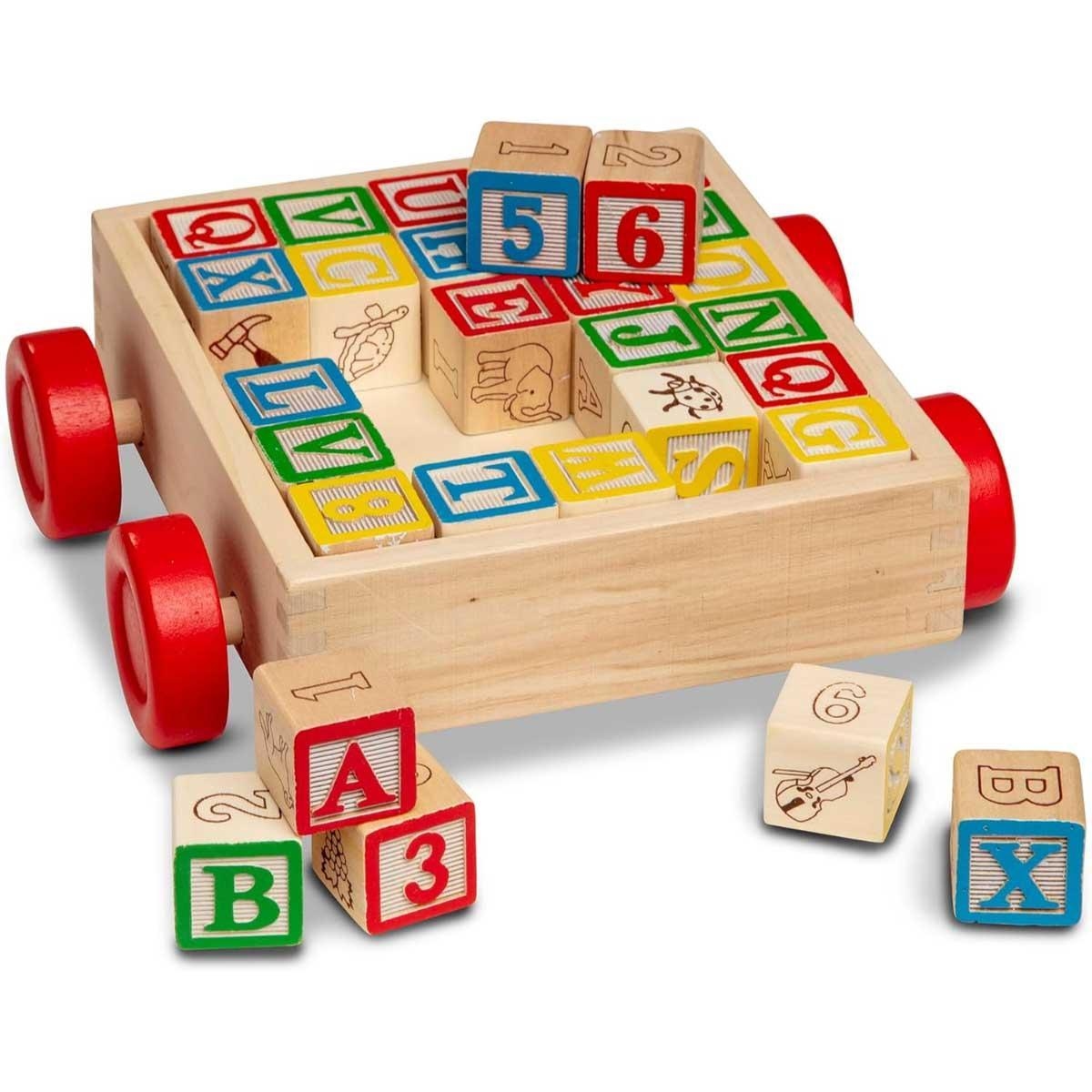 ميليسا آند دوغ لعبة تعليمية عربة مكعبات أبجدية خشبية كلاسيكية للجنسين، 3-4 سنوات