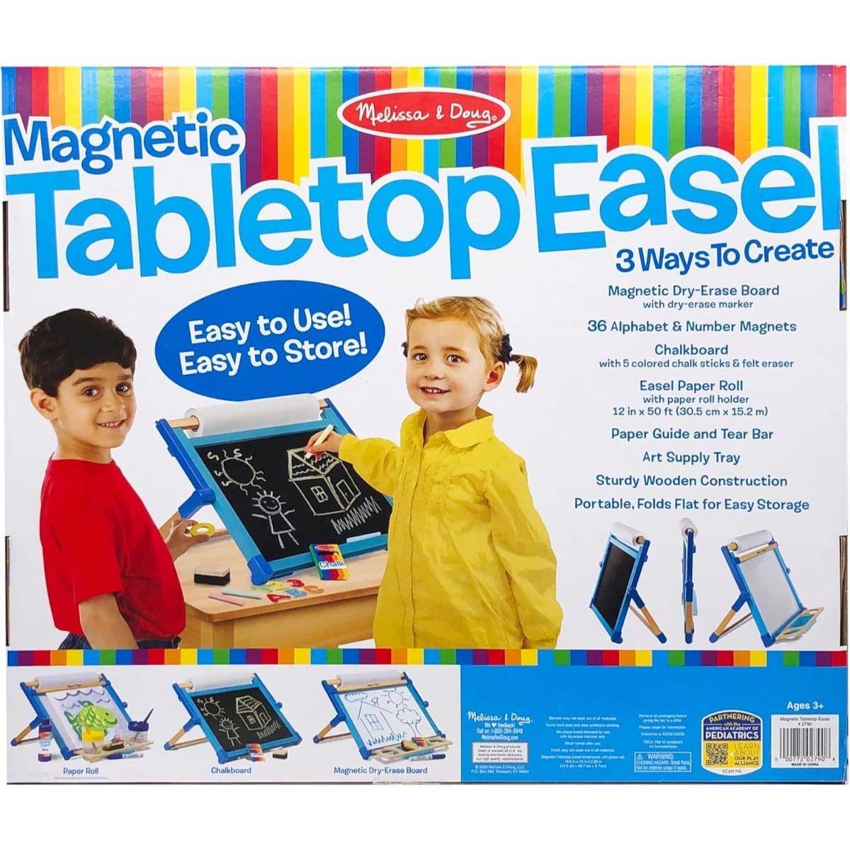 ميليسا آند دوغ حامل رسم فني مغناطيسي مزدوج الجوانب للطاولة مع سبورة قابلة للمسح الجاف للجنسين، 3-4 سنوات