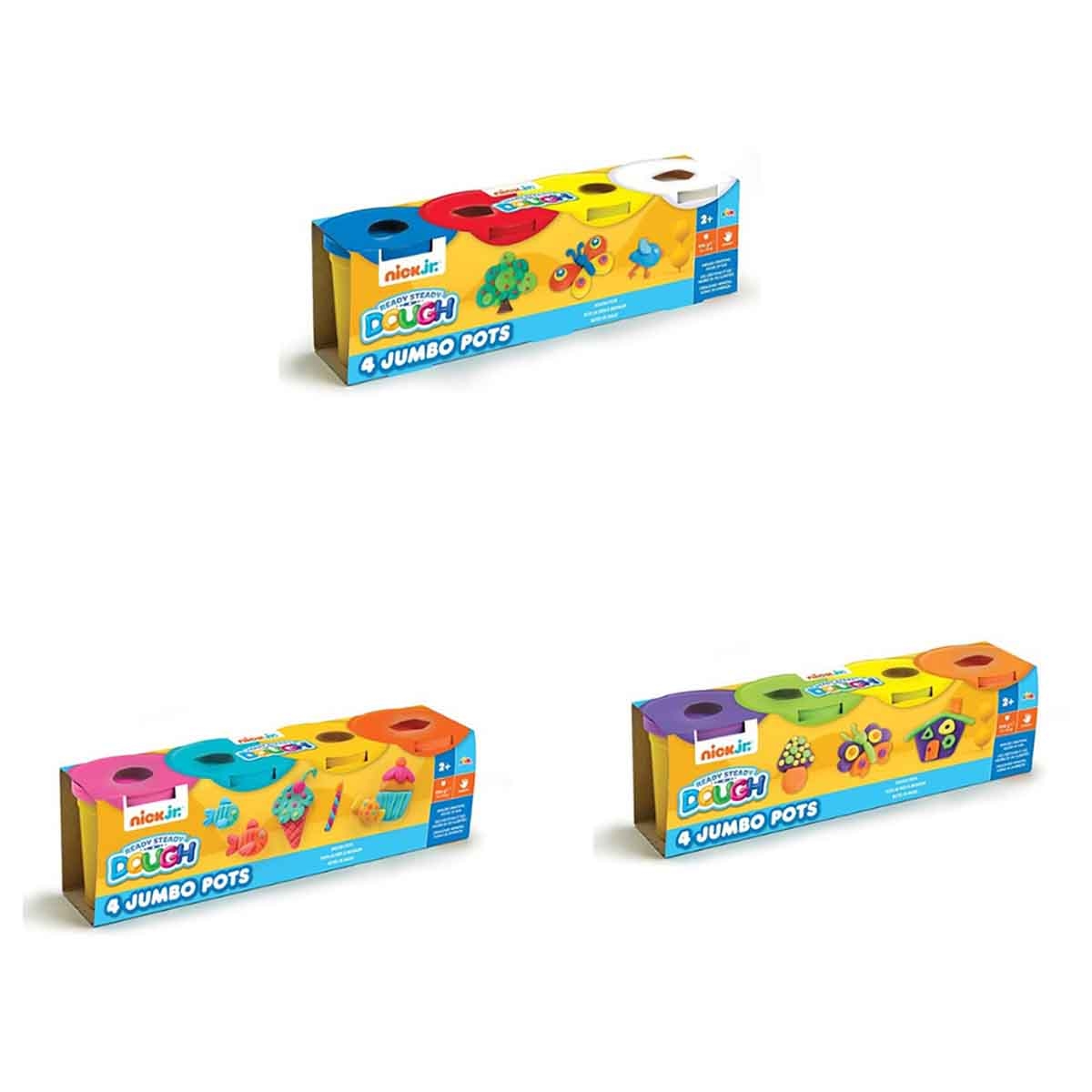 آدو نيك جونيور مجموعة أواني عجين جامبو منوعة، عبوة من 4 للجنسين، عمر 3-4 سنوات