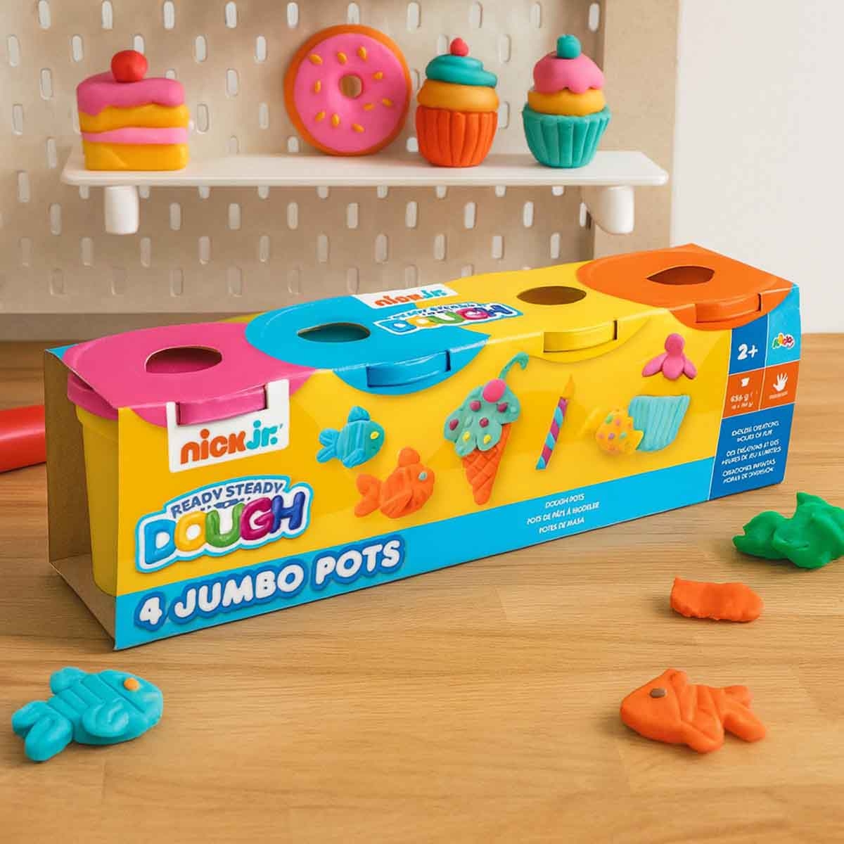 آدو نيك جونيور مجموعة أواني عجين جامبو منوعة، عبوة من 4 للجنسين، عمر 3-4 سنوات