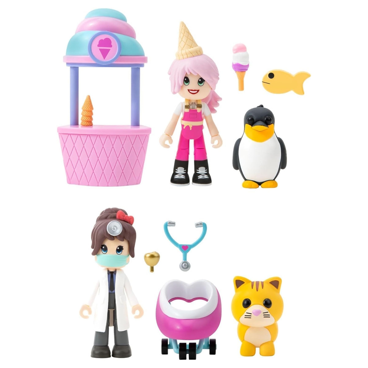 أدوبت مي مجموعة لعب مستشفى ومحل آيس كريم مع 4 فيغر للجنسين، من 5 إلى 7 سنوات