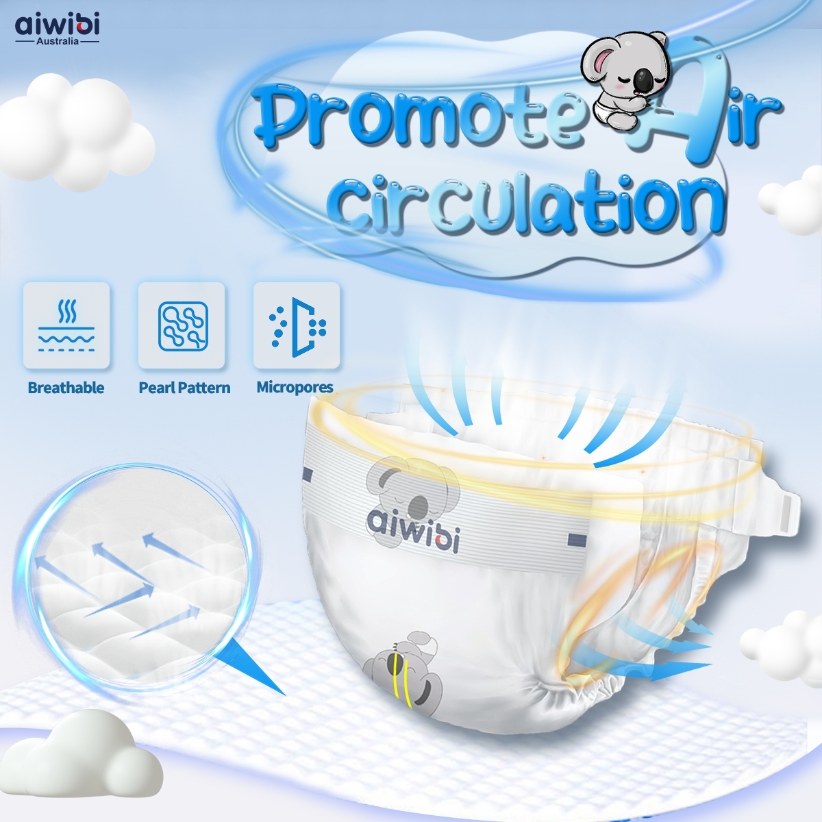 آيويبي حفاضات أطفال فاخرة مقاس 5 (12-17 كغ) فائقة النحافة للأطفال من عمر 0 إلى 2 سنة