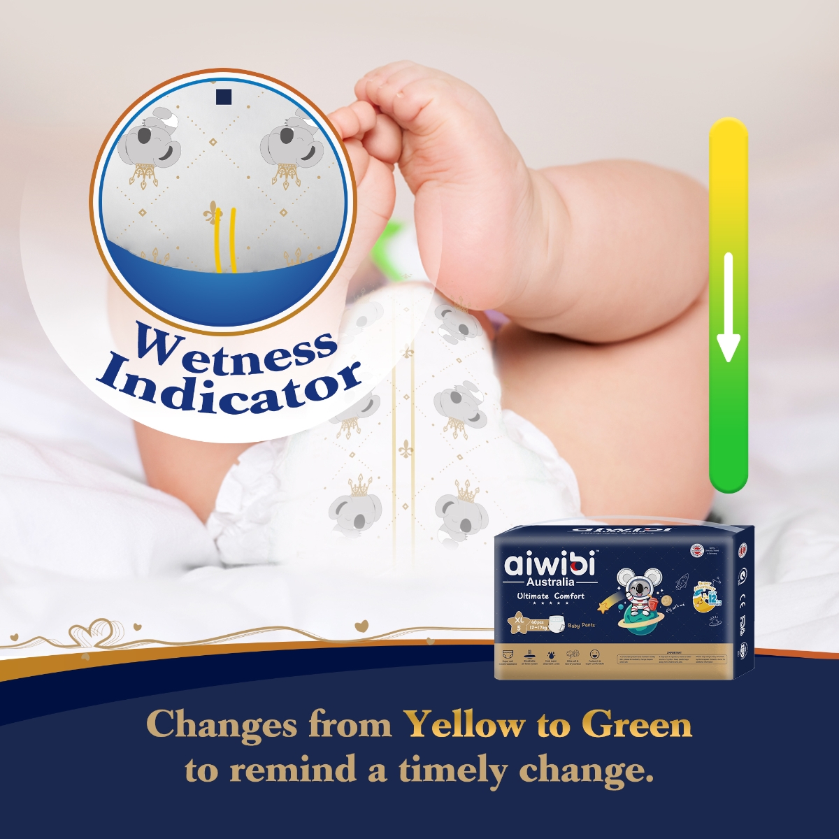 آيويبي سراويل أطفال راحة فائقة مقاس 5 (12-17 كغ) للأطفال من عمر 0 إلى 2 سنة