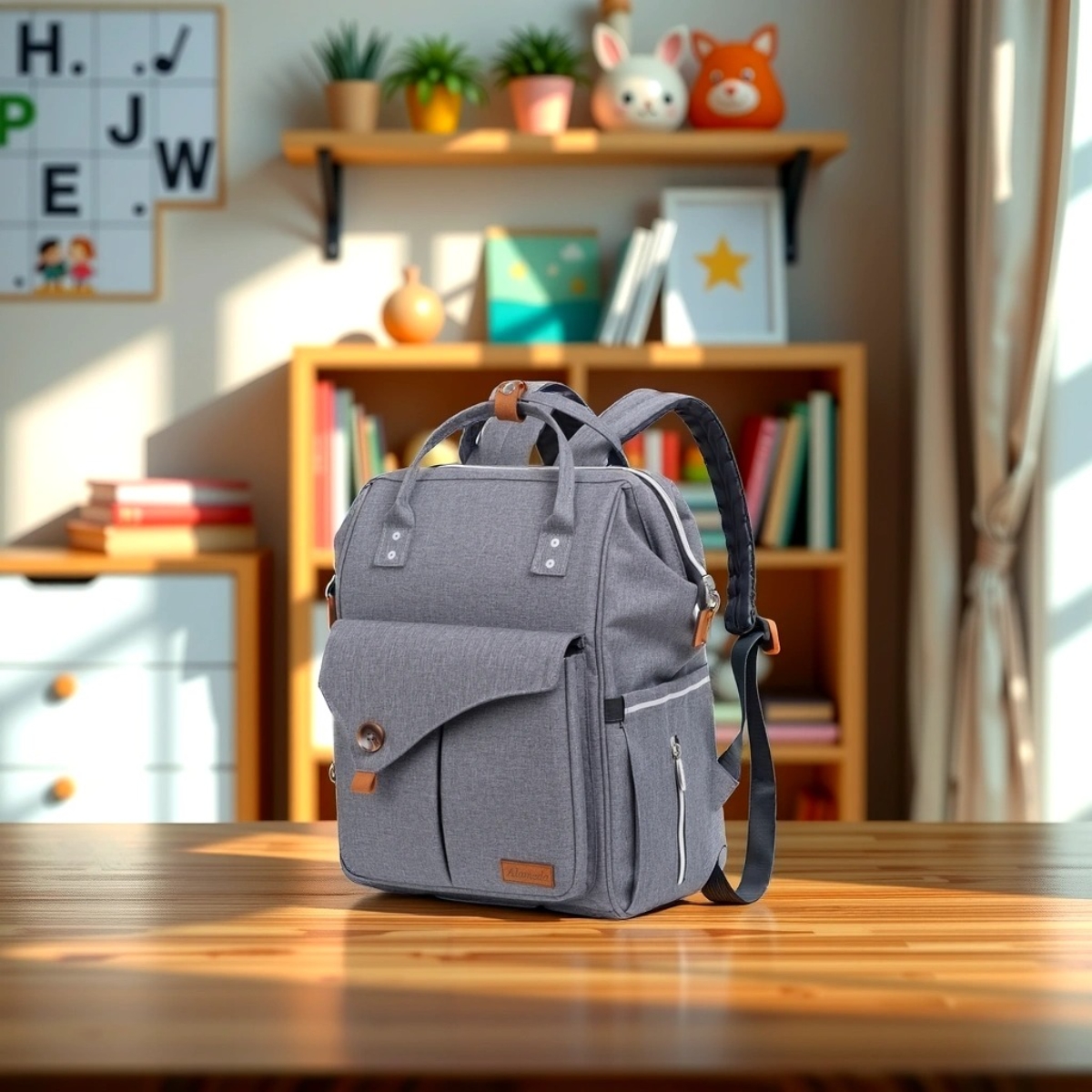 ألاميدا حقيبة حفاضات كبيرة باللون الرمادي للأطفال