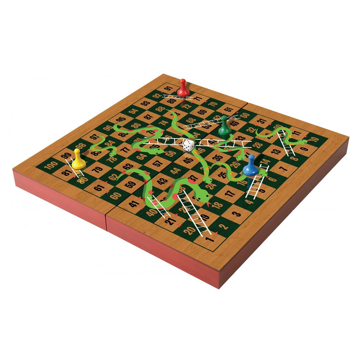 Ambassador Folding Wooden Snakes & Ladders Set Unisex, 5-7 Years