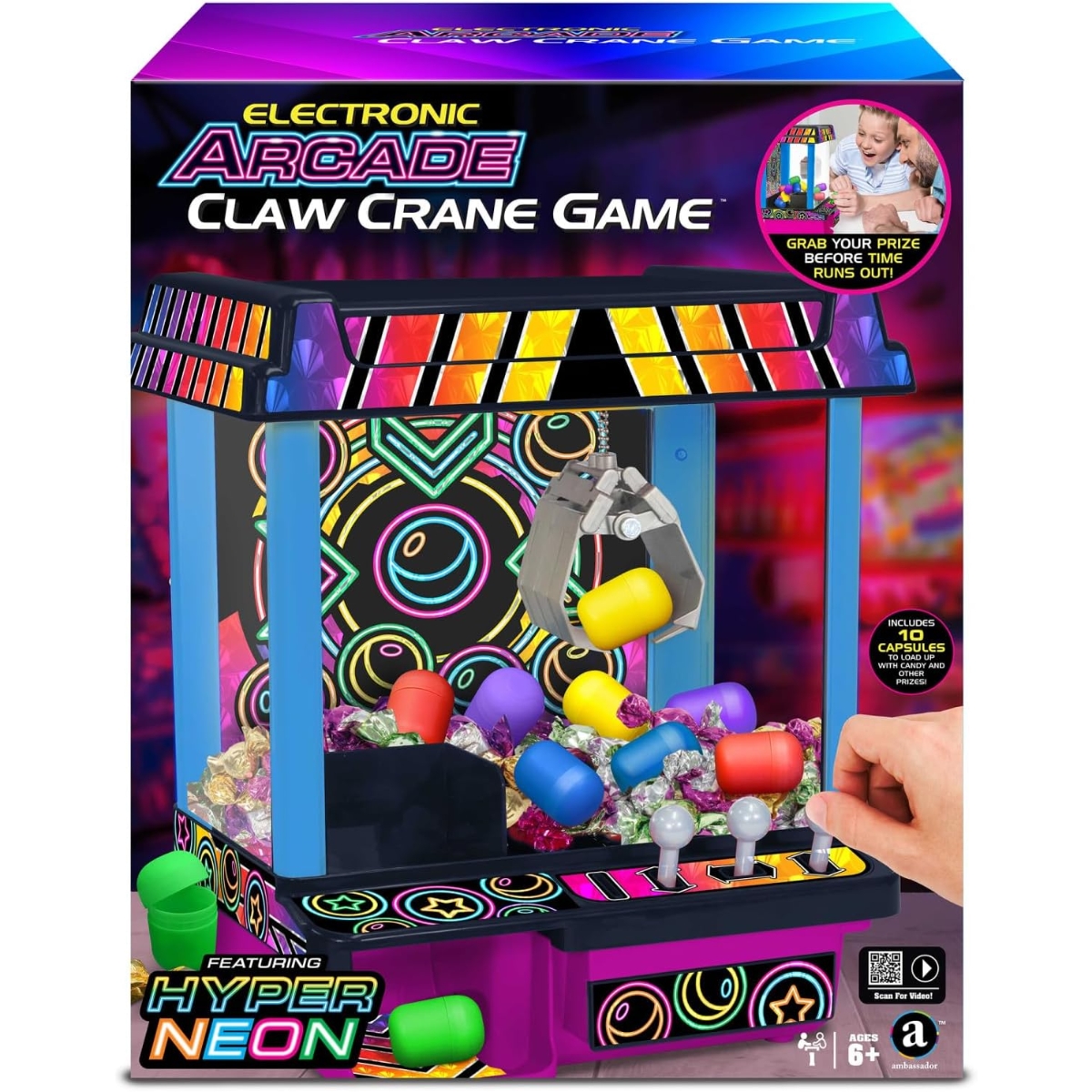 أمباسادور سلسلة هايبر نيون لعبة آلة المخلب الإلكترونية آركيد للجنسين، 5-7 سنوات