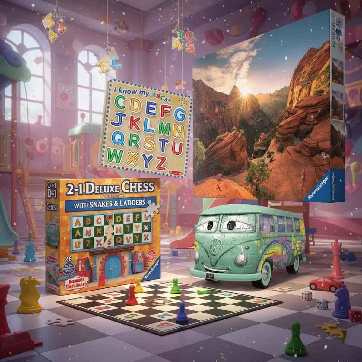 أنكيت تويز مجموعة الشطرنج مع السلم والثعبان + لغز من رافنسبورجر مع لغز من ميليسا آند دوغ، للجنسين، 13+ سنة