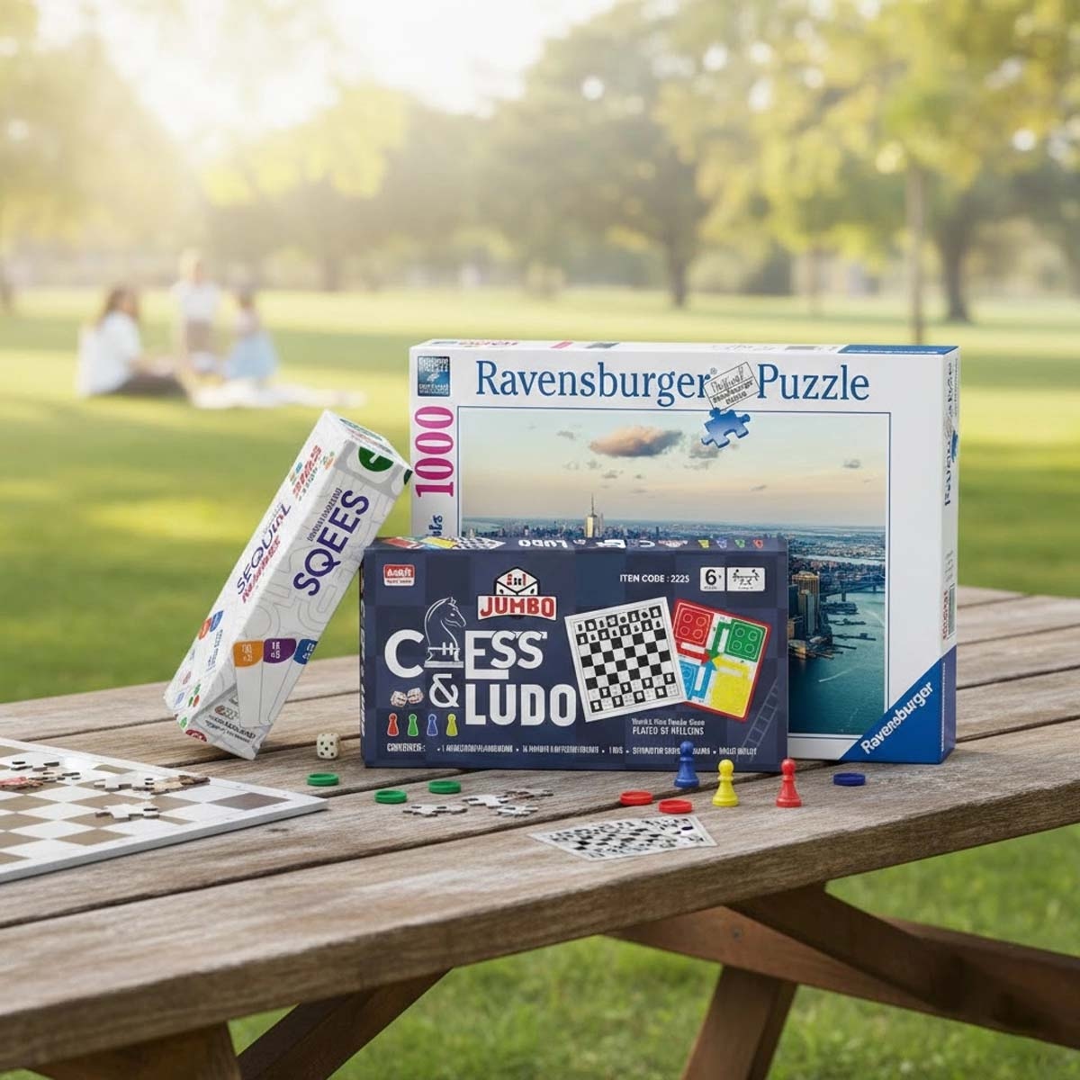 أنكيت تويز مجموعة لعبة سيكويل الأرقام + شطرنج ولودو جامبو مع لغز من رافنسبورجر، للجنسين، 13+ سنة