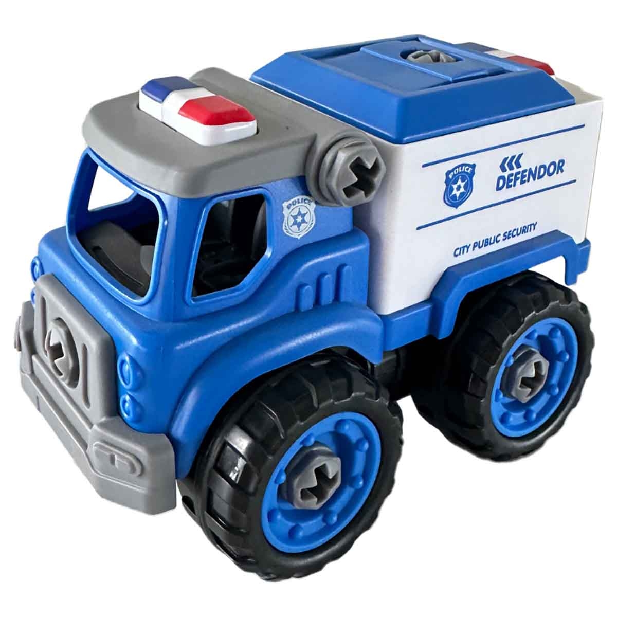 لي منغ تويز شاحنة شرطة من مكعبات تركيب صغيرة للجنسين، من عمر 3-4 سنوات