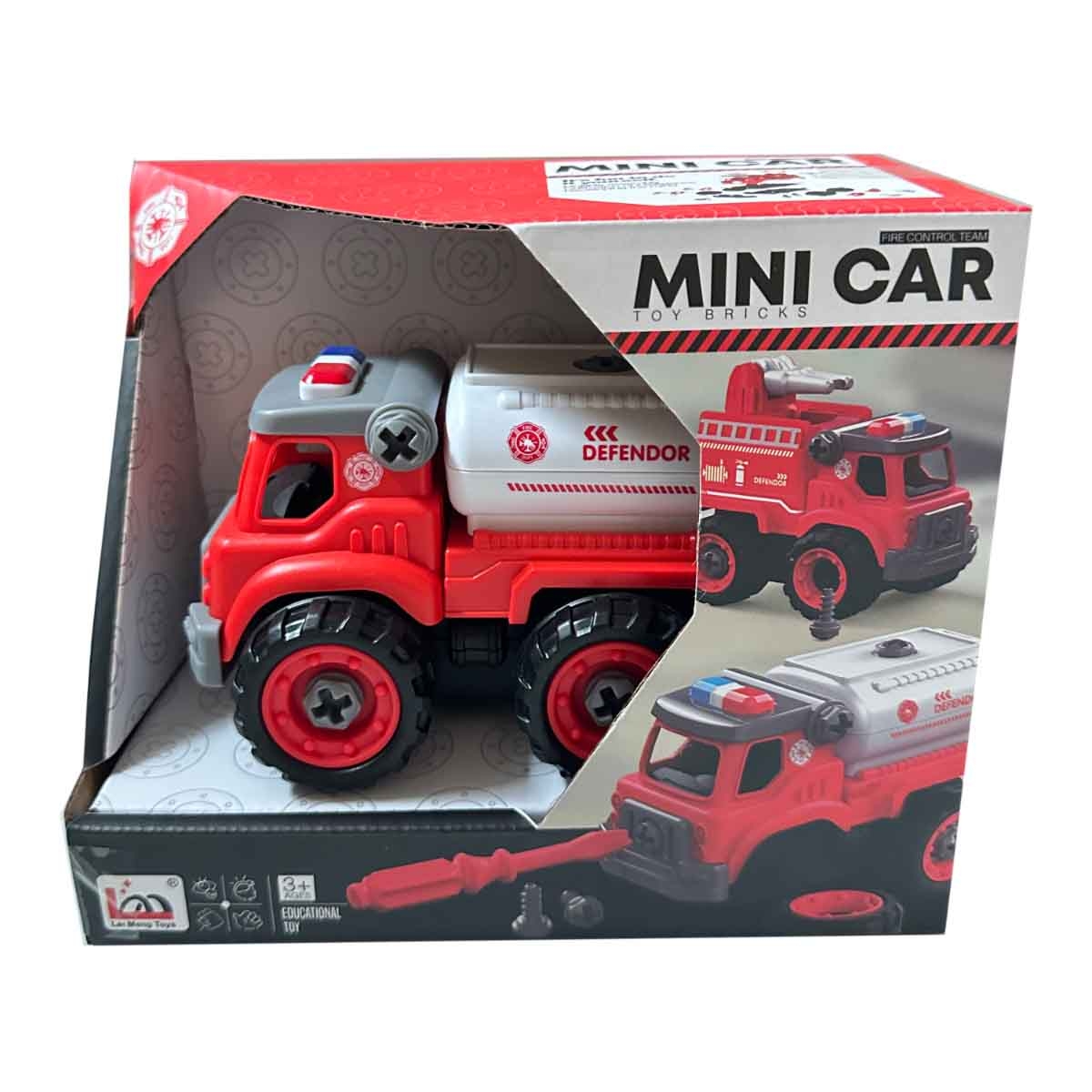 لي منغ تويز سيارة إطفاء من مكعبات تركيب صغيرة للجنسين، من عمر 3-4 سنوات