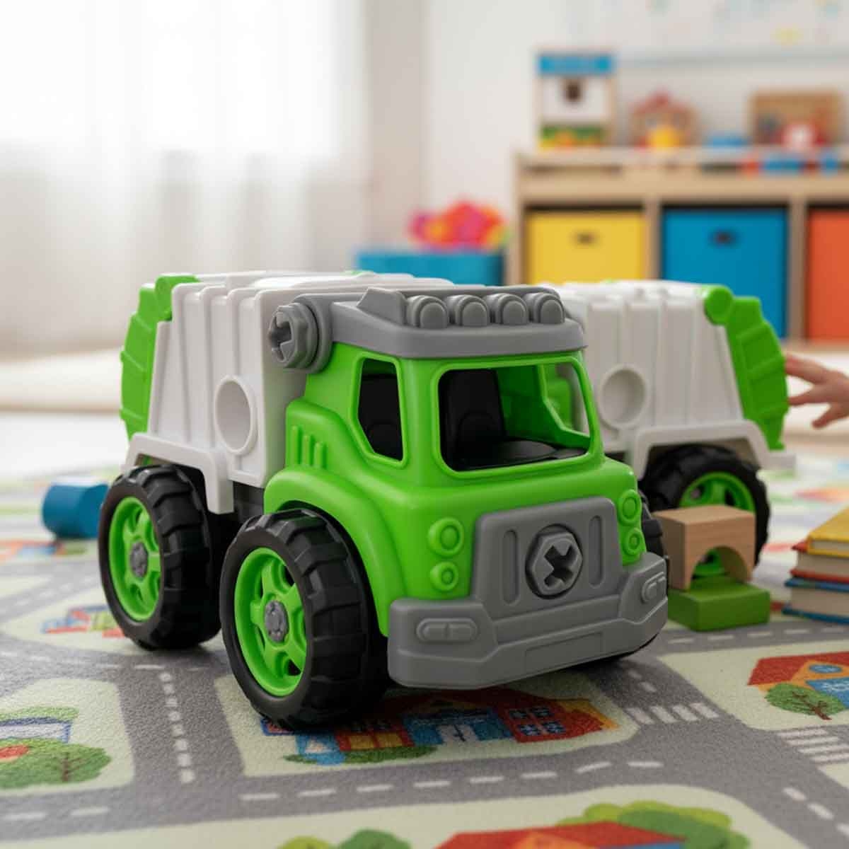 لي منغ تويز شاحنة إعادة تدوير من مكعبات تركيب صغيرة للجنسين، من عمر 3-4 سنوات