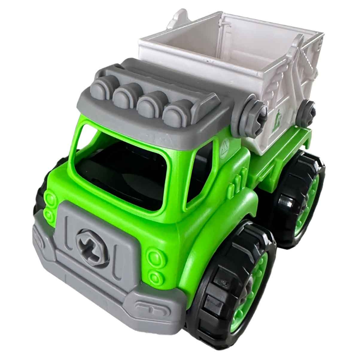 لي منغ تويز شاحنة نفايات من مكعبات تركيب صغيرة للجنسين، من عمر 3-4 سنوات