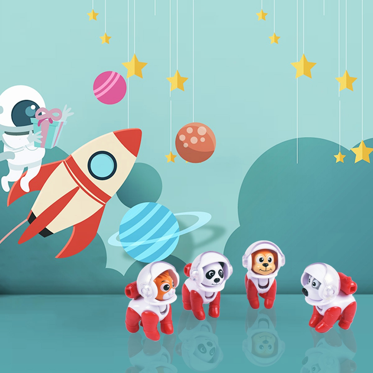 أسترو فنتشر مجموعة رائد فضاء وأسترونيمالز كومبو للأولاد، 3-4 سنوات