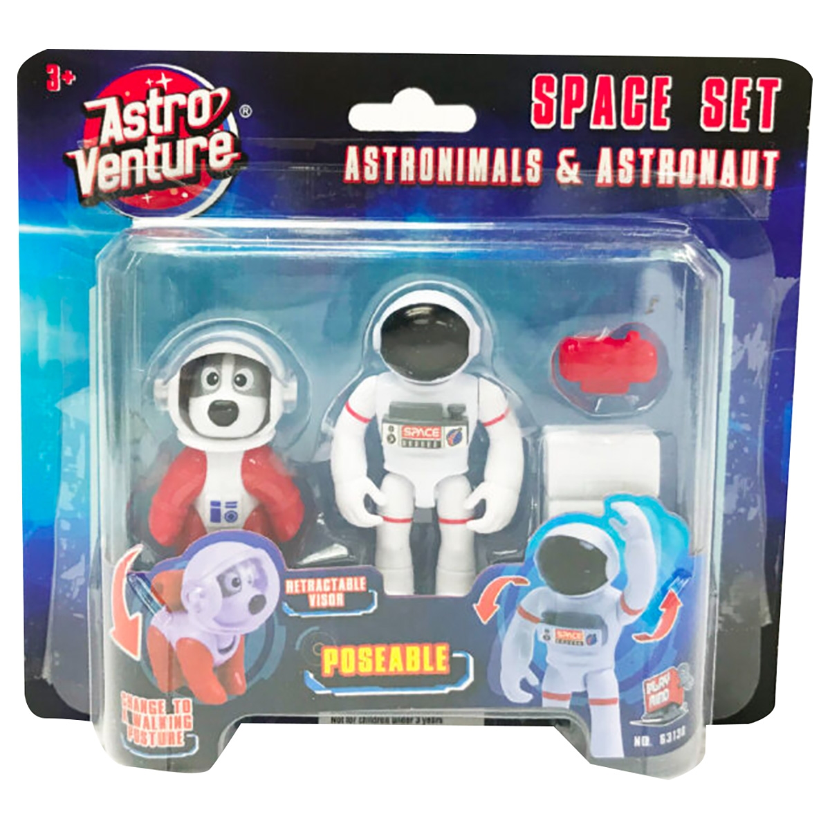 أسترو فنتشر مجموعة رائد فضاء وأسترونيمالز كومبو للأولاد، 3-4 سنوات