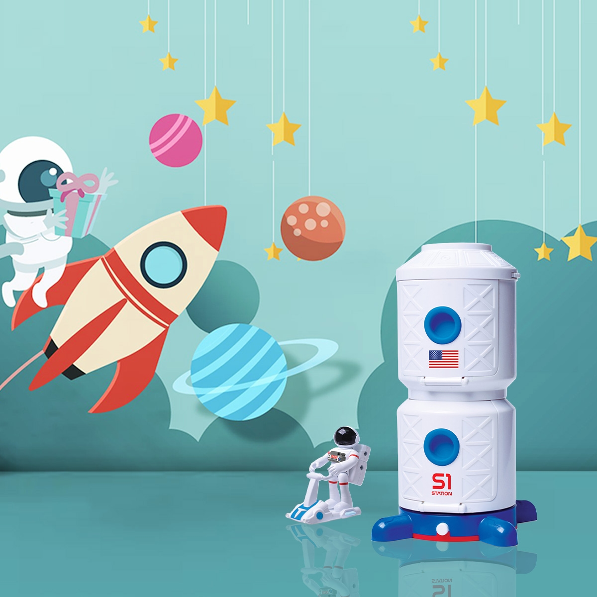 أسترو فنتشر مجموعة محطة فضاء وكبسولة للأولاد، 3-4 سنوات