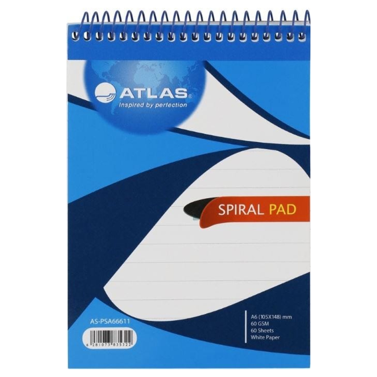 أطلس دفتر ملاحظات حلزوني A4، 70 ورقة، مجموعة من 6
