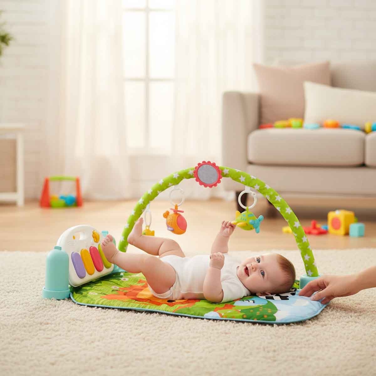 بساط لعب للأطفال مع بيانو موسيقي، مرحلة الحبو، 0-2 سنوات