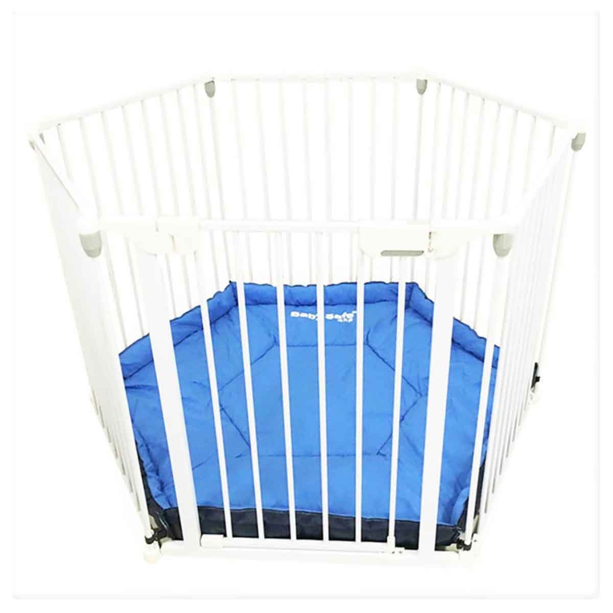 بيبي سيف قفص لعب أبيض مع سجادة